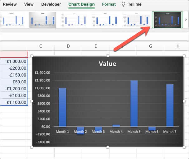 cách tạo biểu đồ thác nước trong Microsoft Excel 8 được nén - Help Desk Geek Cách tạo biểu đồ thác nước trong Microsoft Excel ảnh 7