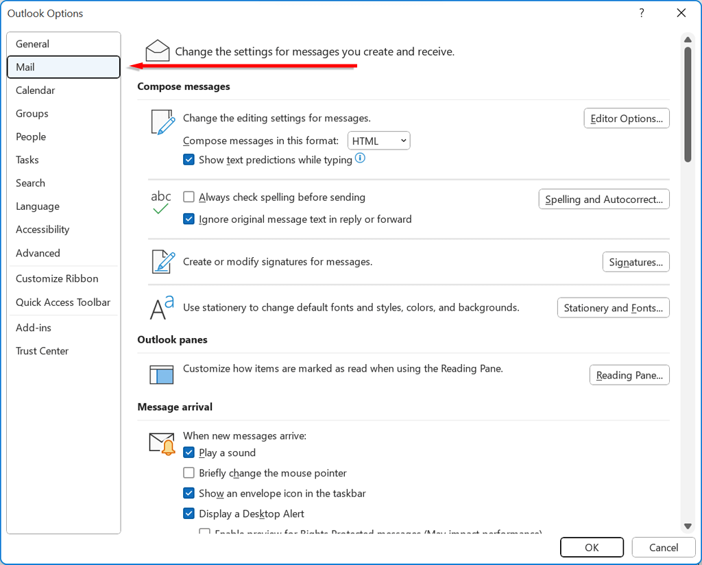 hdg-how-to-change-font-size-in-outlook-3-nén - Bộ phận trợ giúp Geek Cách thay đổi cỡ chữ trong Outlook hình 4