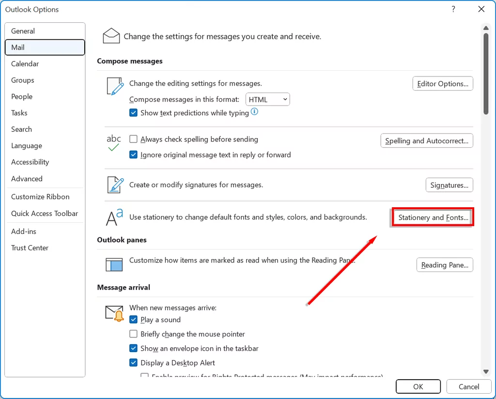 hdg-how-to-change-font-size-in-outlook-4-nén - Bộ phận trợ giúp Geek Cách thay đổi cỡ chữ trong hình ảnh Outlook 5