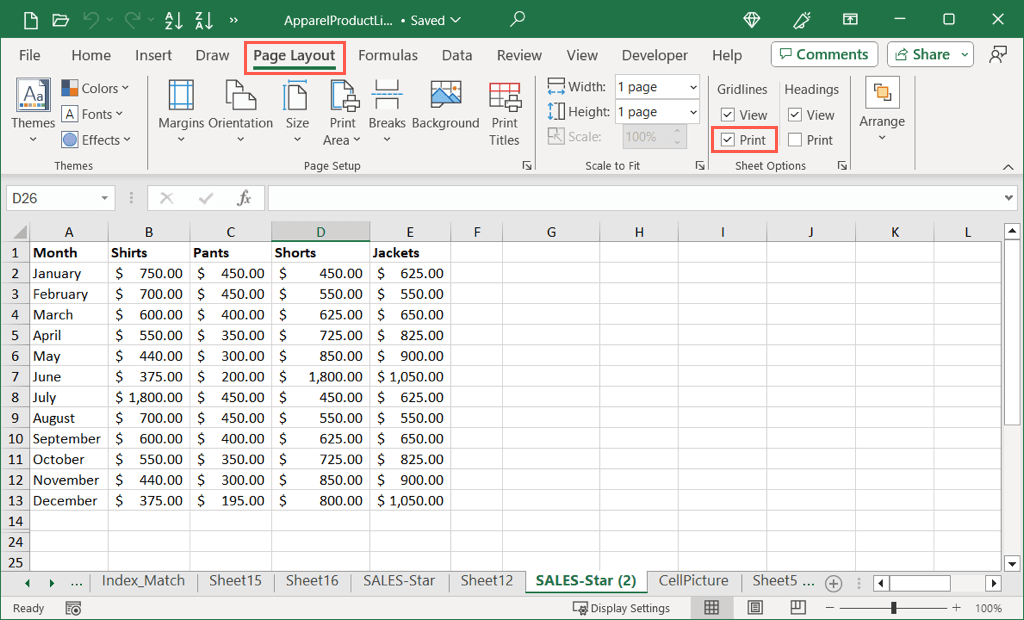 cách in-excel-worksheets-with-gridlines-2-nén - Help Desk Geek Hộp kiểm in cho Đường lưới trên Trang Layout chuyển hướng
