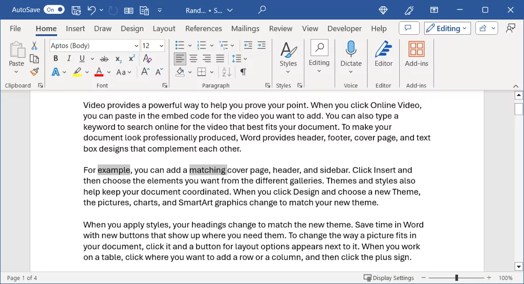 cách chọn tất cả văn bản trong microsoft-word-documents-5-nén - Help Desk Geek Hai từ được chọn trong Word
