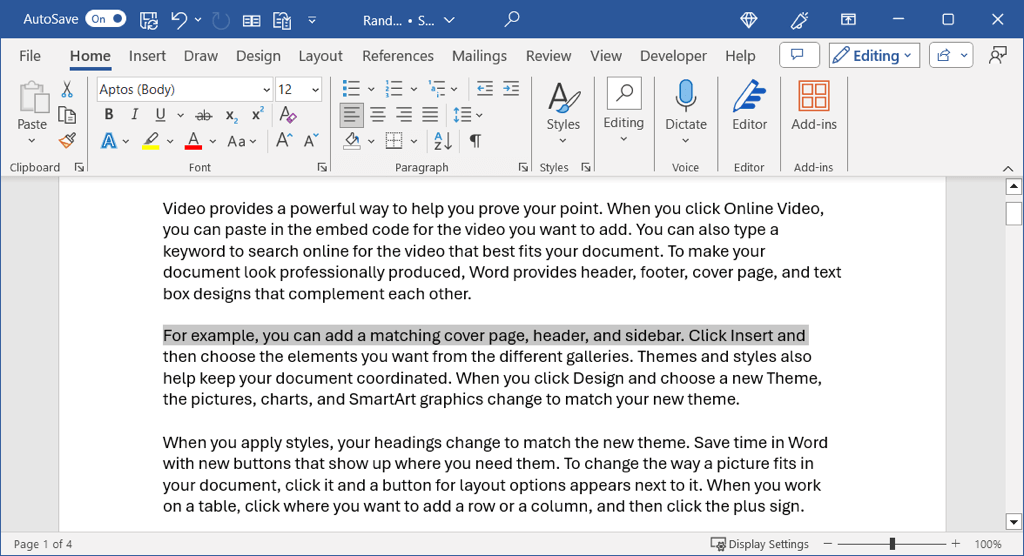 cách chọn tất cả văn bản trong microsoft-word-documents-6-nén - Help Desk Geek Một dòng được chọn trong Word