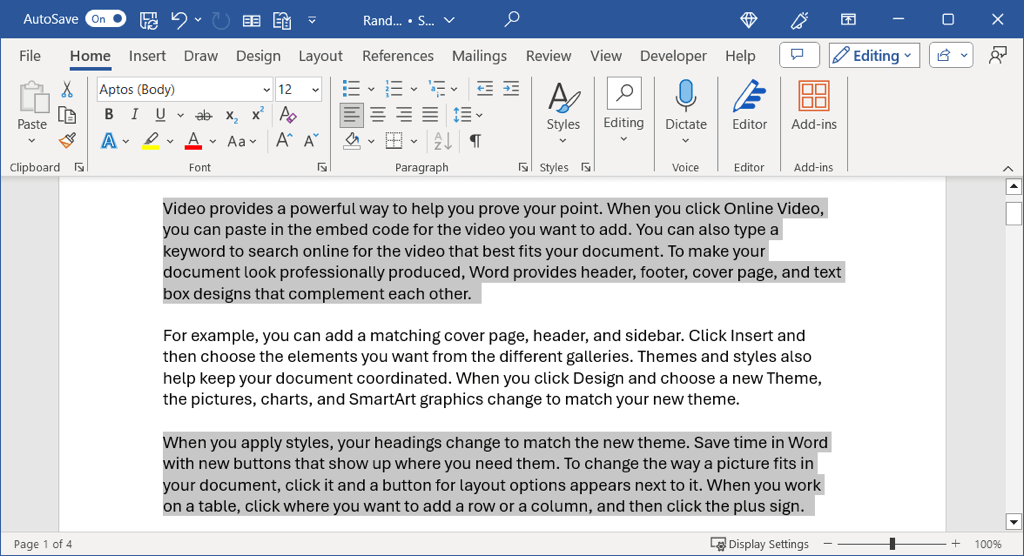cách chọn tất cả văn bản trong microsoft-word-documents-9-nén - Help Desk Geek Hai đoạn văn được chọn trong Word