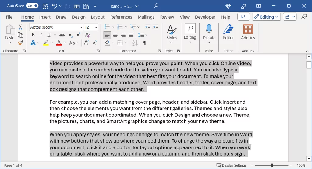 cách chọn tất cả văn bản trong microsoft-word-documents-9-nén - Help Desk Geek Hai đoạn văn được chọn trong Word