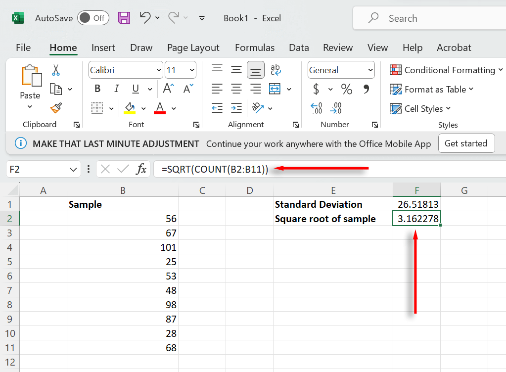 cách tính-chuẩn-lỗi-trong-microsoft-excel-3-nén - Help Desk Geek Sử dụng phương trình căn bậc hai để tìm căn bậc hai của mẫu