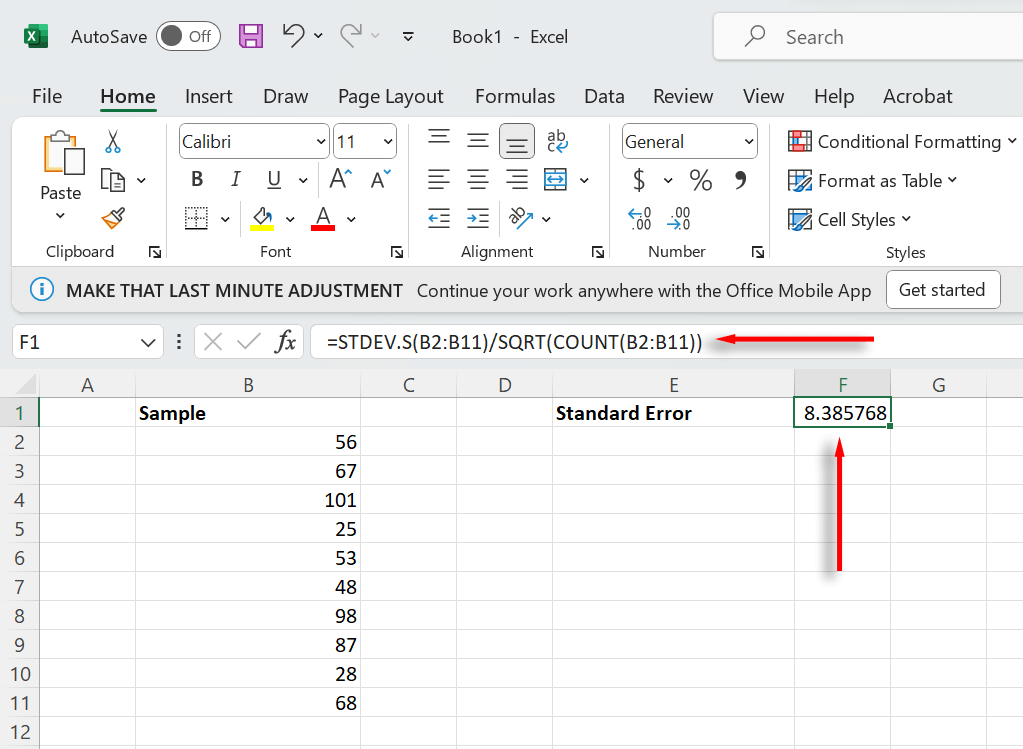 cách tính-chuẩn-lỗi-trong-microsoft-excel-5-nén - Help Desk Geek Sử dụng phương trình sai số chuẩn để tính sai số chuẩn
