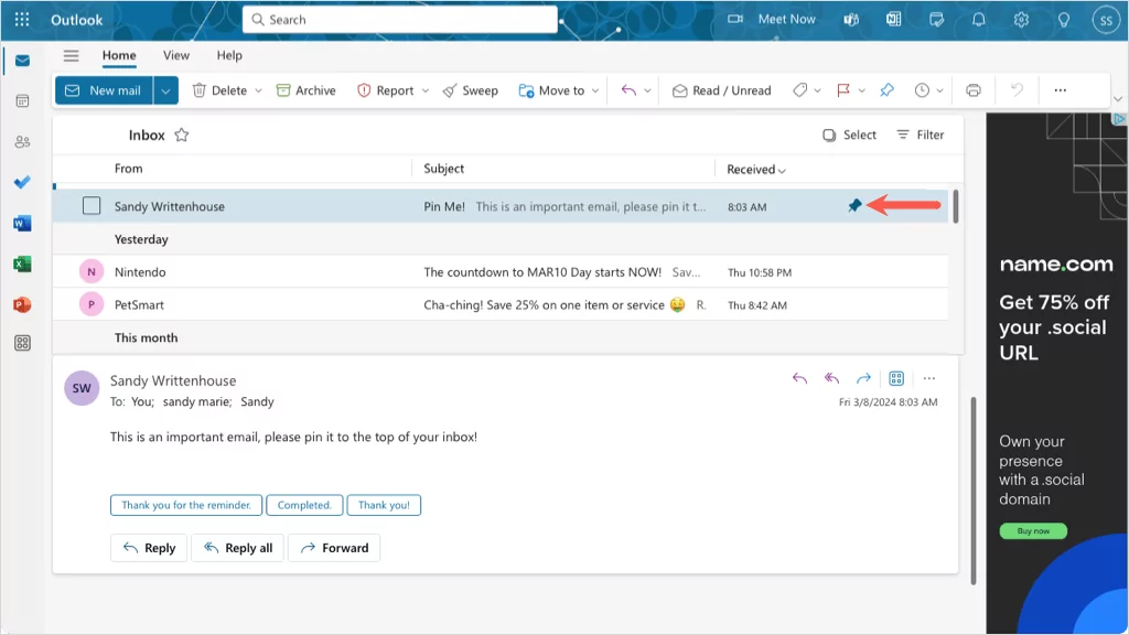 cách ghim-email-in-outlook-3-nén - Help Desk Geek Đã ghim email trên Outlook.com
