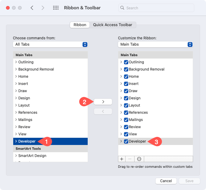 cách thêm và hiển thị tab-in-microsoft-word-6-nén của nhà phát triển - Help Desk Geek Cách thêm và hiển thị tab nhà phát triển trong Microsoft Word hình 6