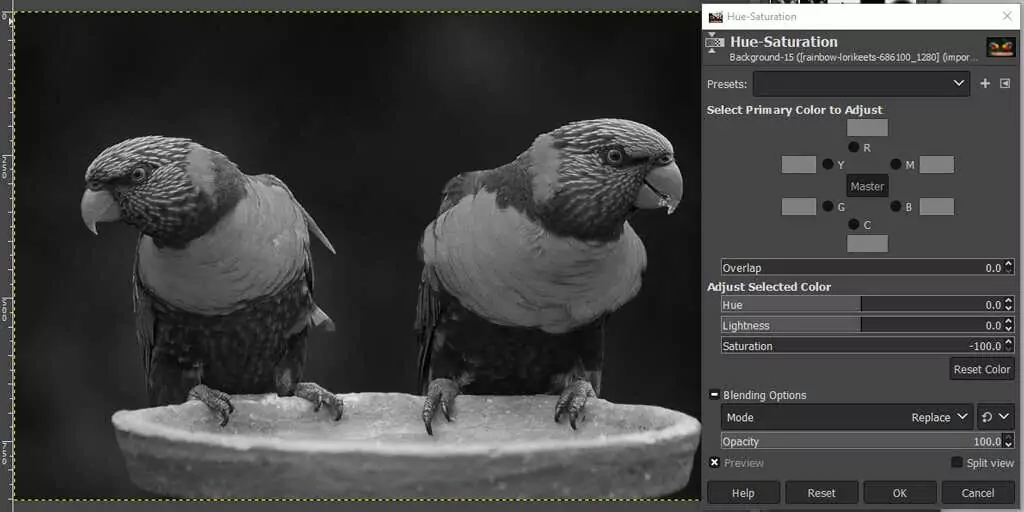 cách tạo ảnh đen trắng trong gimp-nén 19 - Online Tech Tips Sử dụng Công cụ Hue-Saturation để tạo hình ảnh thang độ xám trong ảnh GIMP