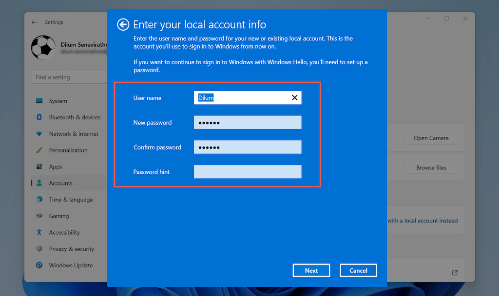06-Enter-Chi tiết tài khoản - Help Desk Geek Cách xóa tài khoản Microsoft khỏi Windows 11 hình 7