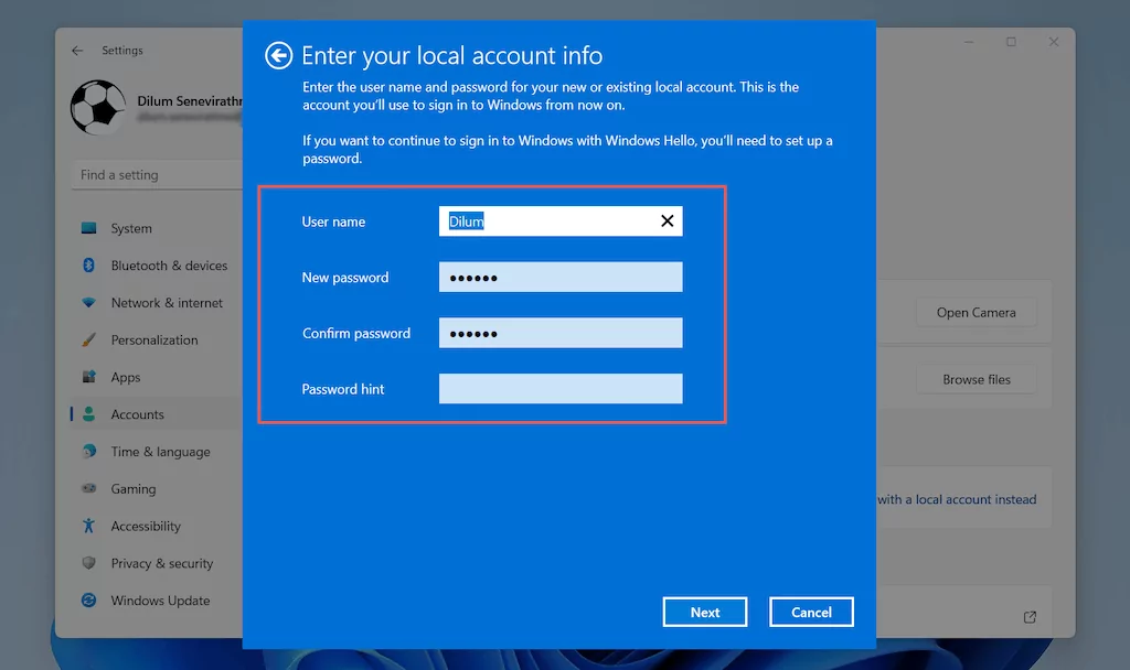 06-Enter-Chi tiết tài khoản - Help Desk Geek Cách xóa tài khoản Microsoft khỏi Windows 11 hình 7
