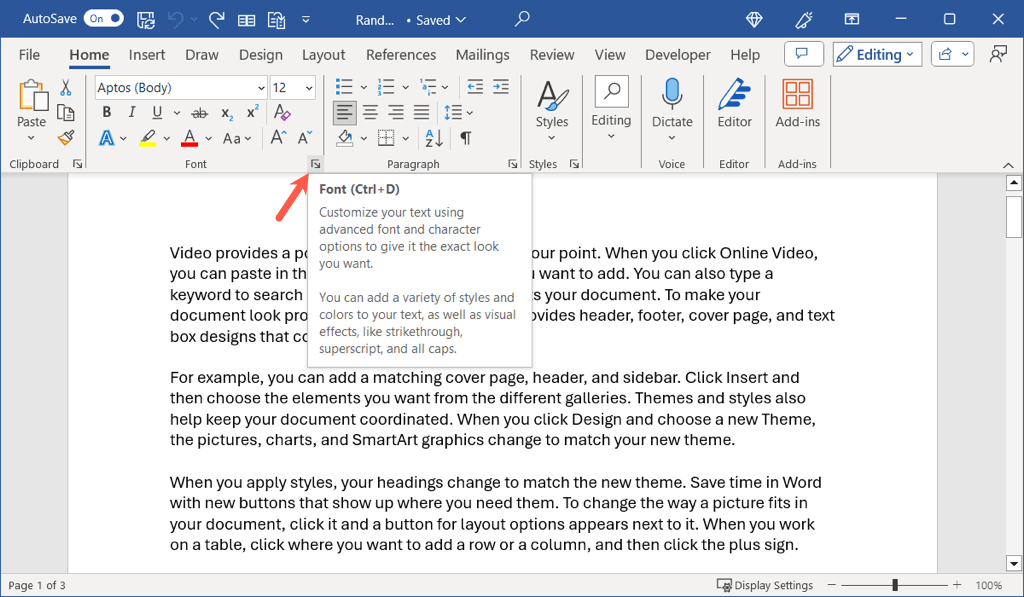 cách tạo chu kỳ-lớn hơn trong microsoft-word-4-nén - Bộ phận trợ giúp Geek mở hộp thoại font chữ trong microsoft word
