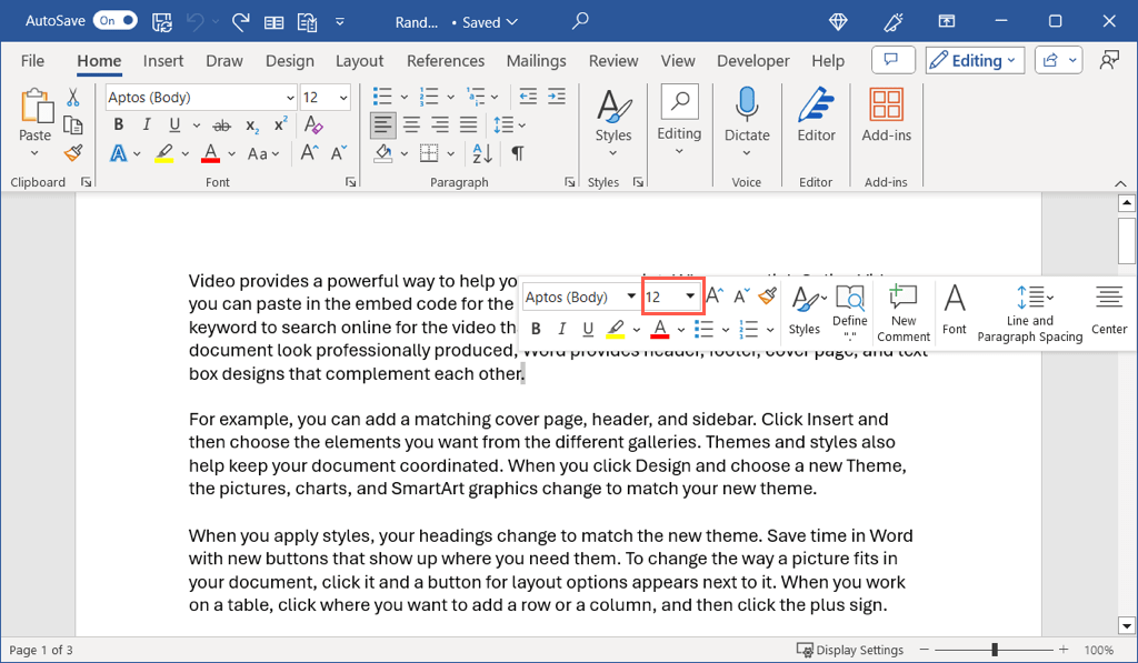 cách tạo chu kỳ-lớn hơn trong microsoft-word-7-nén - Bộ phận trợ giúp Geek cài đặt kích thước phông chữ từ cửa sổ kiểu nổi