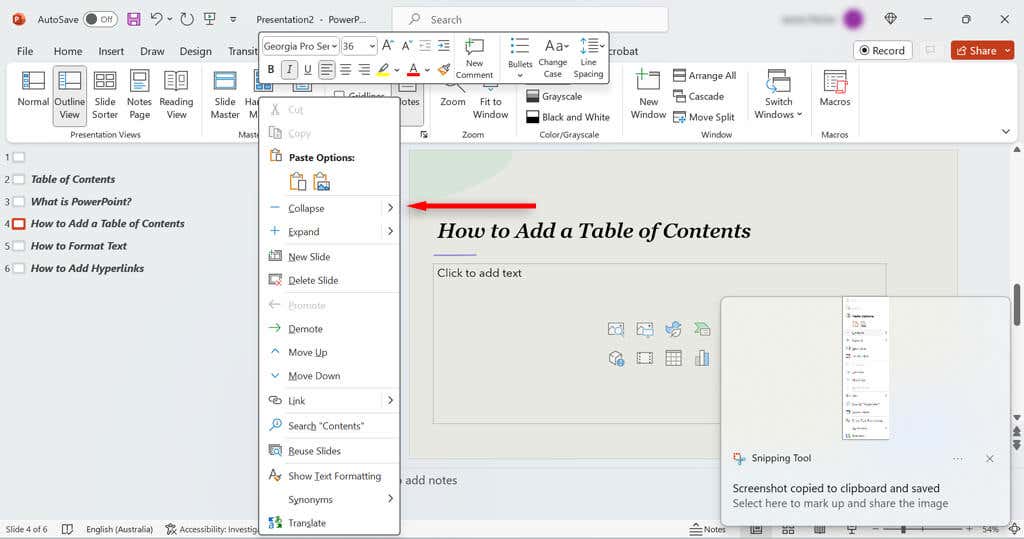 cách tạo bảng nội dung trong powerpoint 4 được nén - Help Desk Geek Cách tạo mục lục trong PowerPoint hình 4