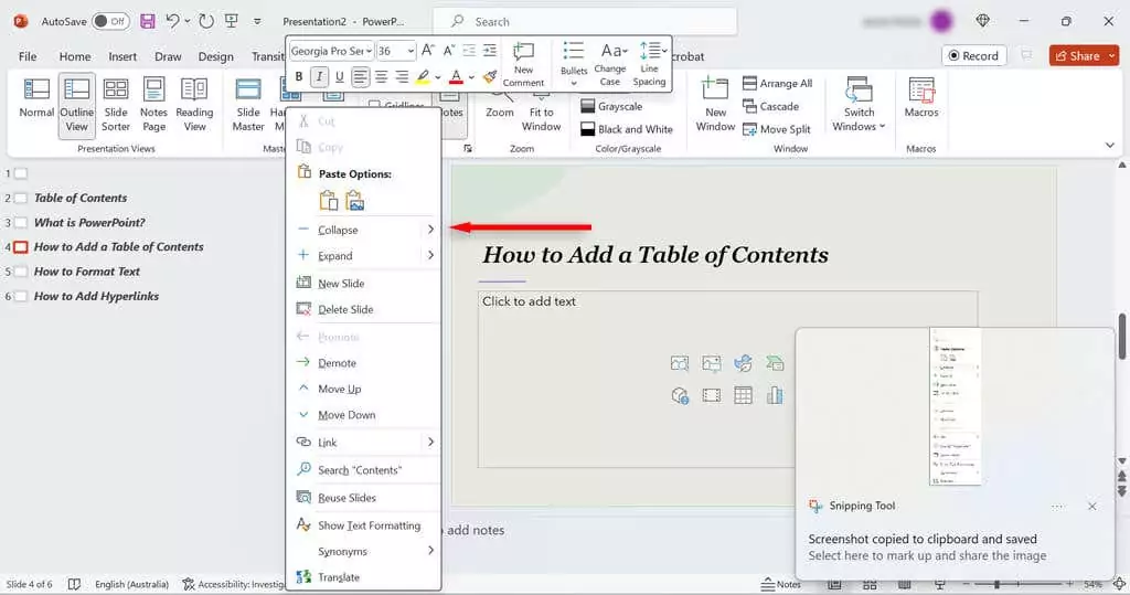 cách tạo bảng nội dung trong powerpoint 4 được nén - Help Desk Geek Cách tạo mục lục trong PowerPoint hình 4
