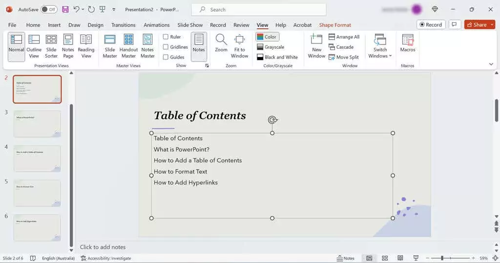 cách tạo bảng nội dung trong powerpoint-6 được nén - Help Desk Geek Cách tạo mục lục trong PowerPoint hình 6