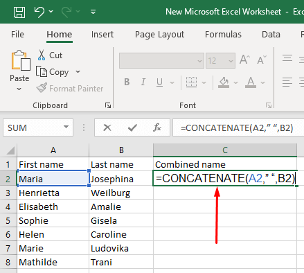 cách kết hợp tên và họ trong microsoft-excel-3 được nén - Help Desk Geek Cách kết hợp họ và tên trong Microsoft Excel hình 3