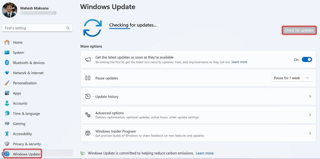 cách sửa lỗi hệ thống amdrsservexe-on-windows-1110-4 - Help Desk Geek Kiểm tra các bản cập nhật trong Windows 11