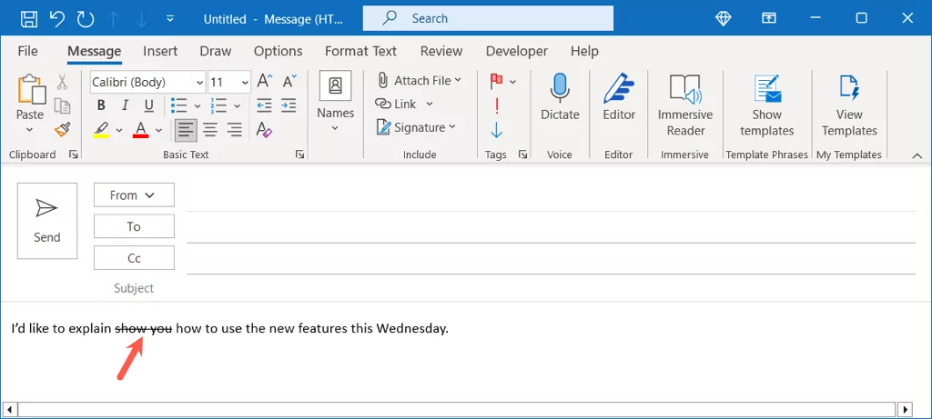 cách tấn công trong microsoft-outlook-3-nén - Bộ phận trợ giúp Geek Cách gạch ngang trong Microsoft Outlook hình 3