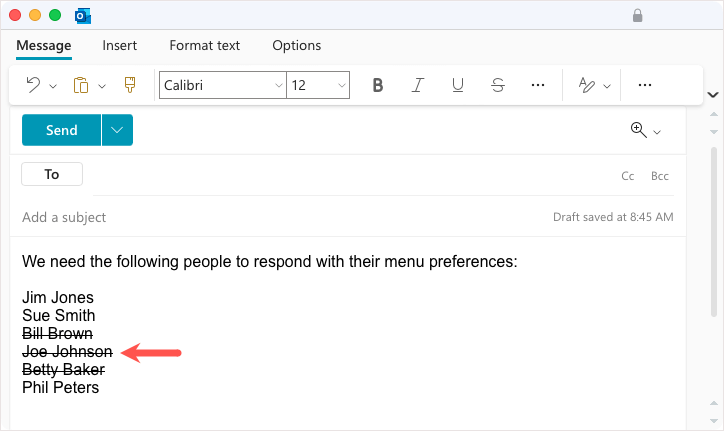 cách tấn công trong microsoft-outlook-9-nén - Bộ phận trợ giúp Geek Cách gạch ngang trong Microsoft Outlook hình 9