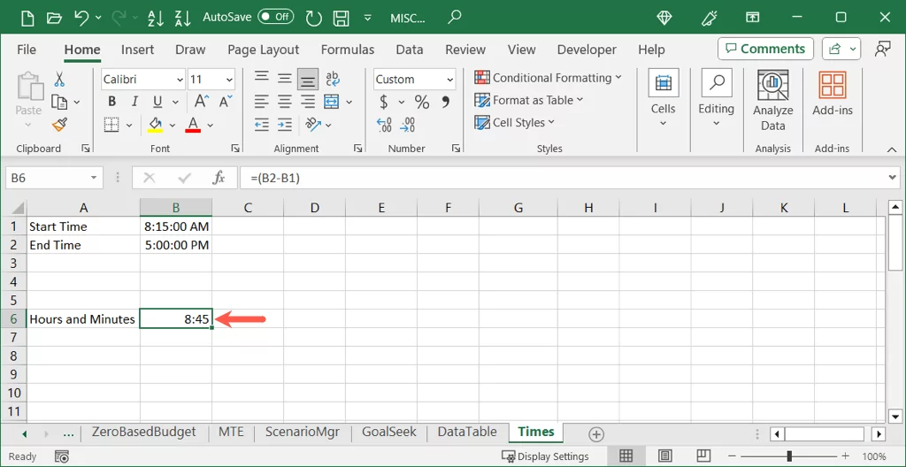 cách tính sự khác biệt giữa hai lần trong microsoft-excel-8 được nén - Help Desk Geek Cách tính chênh lệch giữa hai thời gian trong Microsoft Excel ảnh 9
