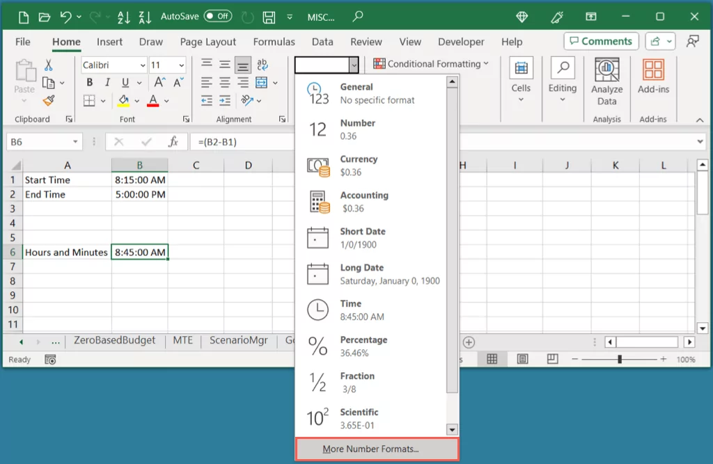 cách tính sự khác biệt giữa hai lần trong microsoft-excel-6 được nén - Help Desk Geek Cách tính chênh lệch giữa hai thời gian trong Microsoft Excel hình 7