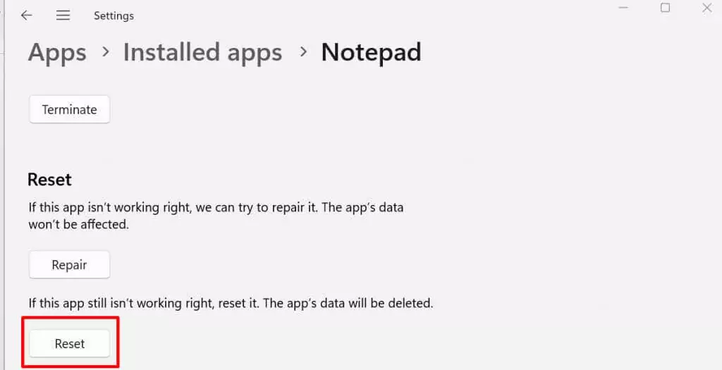 notepad-crashing-in-windows-11-try-se-9-fixes-14-nén - Help Desk Geek Sửa lỗi Notepad bị treo trong Windows 11 Hình 13