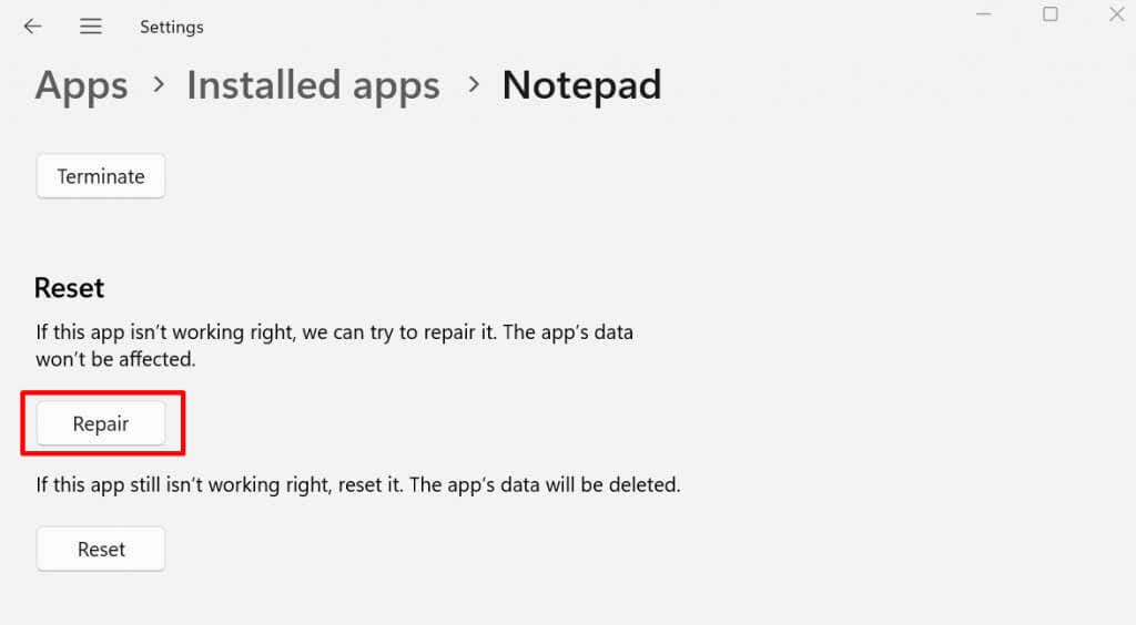 notepad-crashing-in-windows-11-try-se-9-fixes-13-nén - Help Desk Geek Sửa lỗi Notepad bị treo trong Windows 11 Hình 12