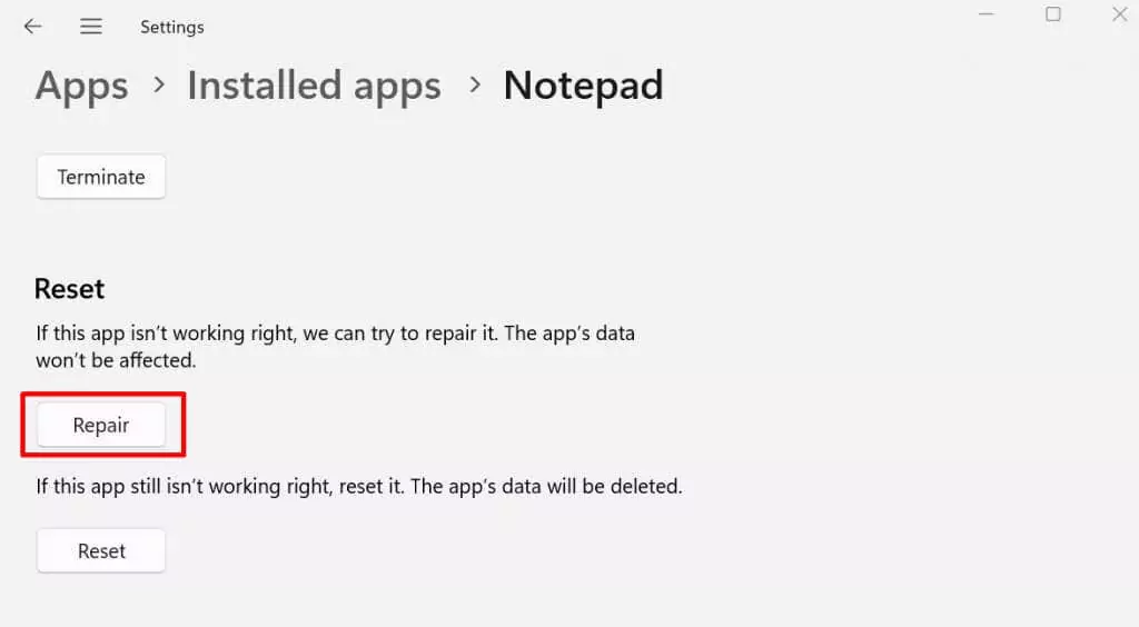 notepad-crashing-in-windows-11-try-se-9-fixes-13-nén - Help Desk Geek Sửa lỗi Notepad bị treo trong Windows 11 Hình 12