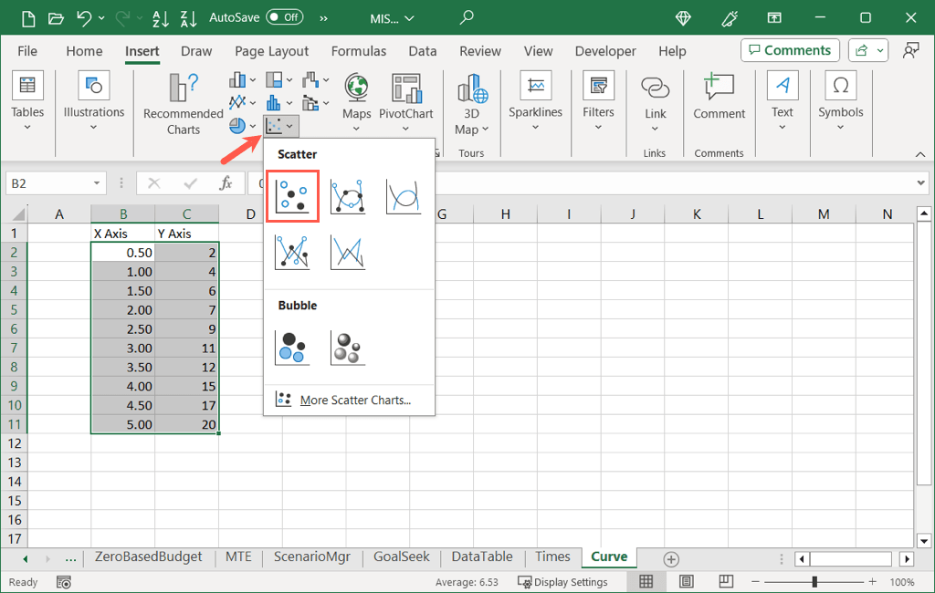 cách tạo-a-calibration-graphcurve-in-microsoft-excel-2-nén - Bộ phận trợ giúp Geek Cách tạo biểu đồ/đường cong hiệu chỉnh trong Microsoft Excel hình 3