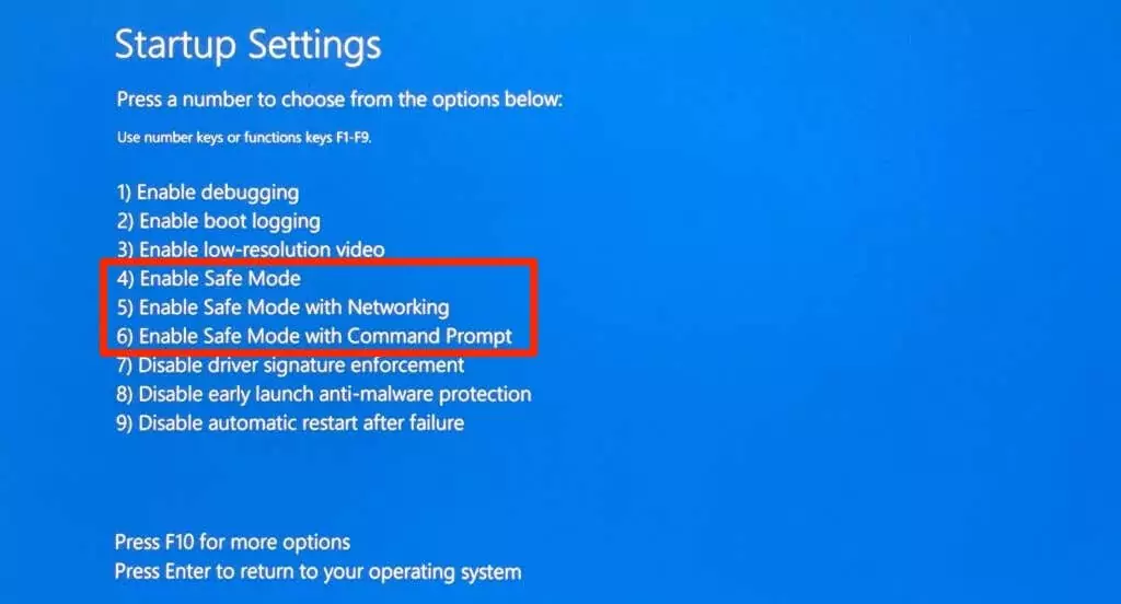 cách sửa lỗi-code-0xc0000185-in-windows-9-nén - Help Desk Geek Chọn tùy chọn 4 hoặc 5 hoặc 6 để vào Chế độ an toàn trên Windows