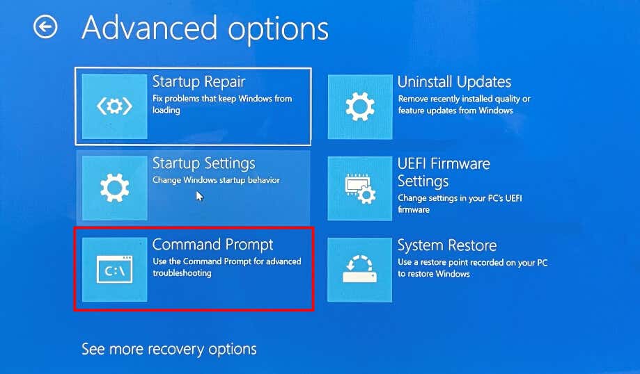 cách sửa lỗi-code-0xc0000185-in-windows-13-nén - Help Desk Geek Tùy chọn nâng cao chọn Dấu nhắc lệnh