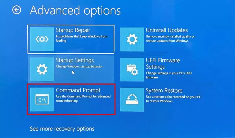 cách sửa lỗi-code-0xc0000185-in-windows-13-nén - Help Desk Geek Tùy chọn nâng cao chọn Dấu nhắc lệnh