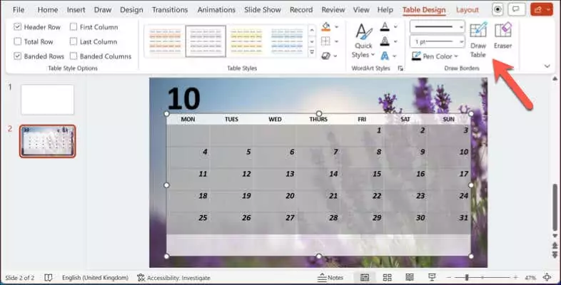 cách chèn lịch vào powerpoint slide6 nén - Help Desk Geek Cách chèn lịch vào slide PowerPoint ảnh 6