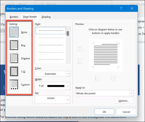 cách thêm-trang trí-biên giới vào microsoft-word-documents-3-nén - Bộ phận trợ giúp Geek Cách thêm viền trang trí vào tài liệu Microsoft Word hình 3