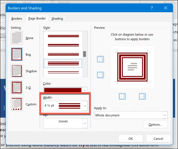 cách thêm-trang trí-biên giới vào microsoft-word-documents-6-nén - Bộ phận trợ giúp Geek Cách thêm viền trang trí vào tài liệu Microsoft Word hình 6