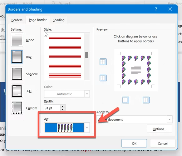 cách thêm-trang trí-biên giới vào microsoft-word-documents-7-nén - Bộ phận trợ giúp Geek Cách thêm viền trang trí vào tài liệu Microsoft Word hình 7