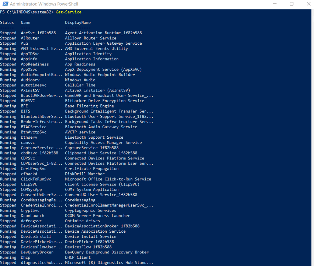 7-Nhận-Dịch Vụ - Help Desk Geek Cách liệt kê tất cả các dịch vụ của Windows bằng PowerShell hoặc dòng lệnh hình 8
