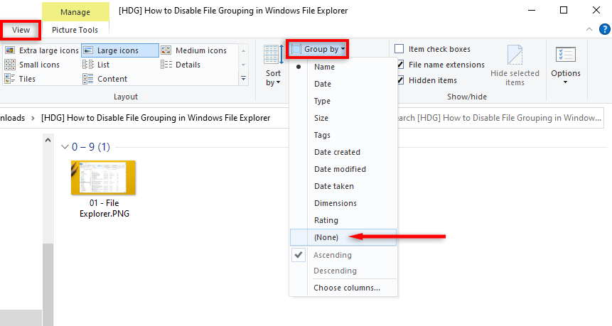 cách bật hoặc tắt nhóm trong windows-file-explorer-2-nén - Help Desk Geek Cách bật hoặc tắt Off Nhóm trong Windows File Explorer hình ảnh 2