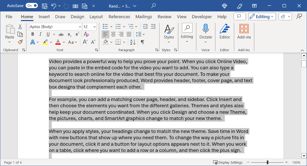 cách chọn tất cả văn bản trong microsoft-word-documents-1-nén - Help Desk Geek Tất cả văn bản được chọn trong Word