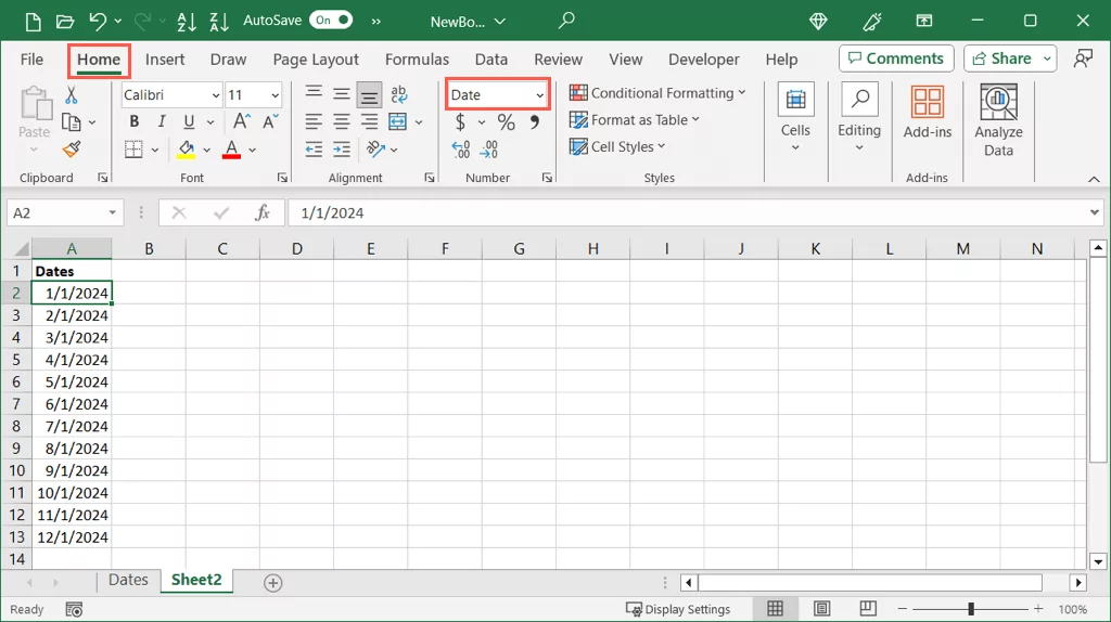 cách chuyển đổi ngày thành số trong microsoft-excel-1 được nén - Help Desk Geek Cách chuyển ngày thành số trong Microsoft Excel hình 1