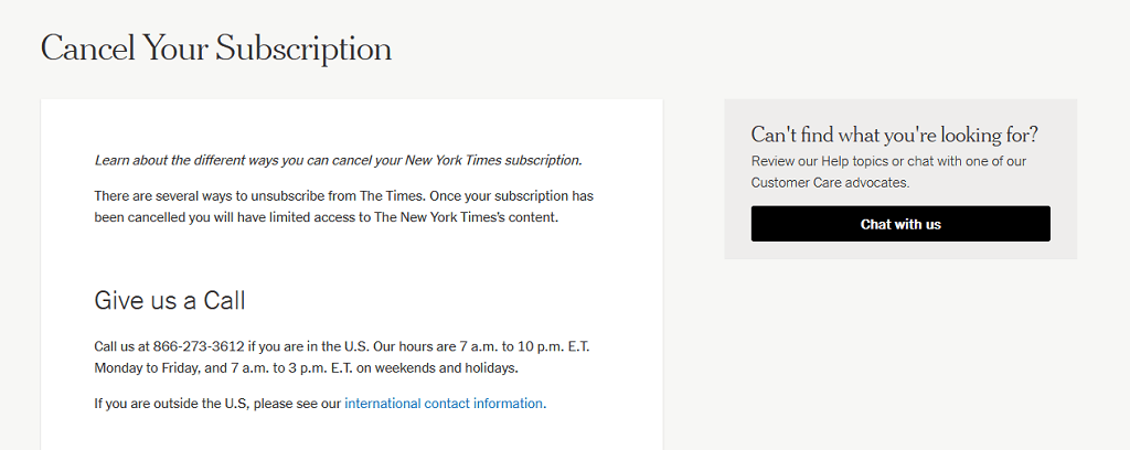cách hủy-your-new-york-time-subscription-2-nén - Mẹo công nghệ trực tuyến Trò chuyện với hình ảnh Người ủng hộ việc chăm sóc