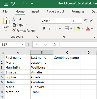 cách kết hợp tên và họ trong microsoft-excel-2 được nén - Help Desk Geek Cách kết hợp họ và tên trong Microsoft Excel hình 2