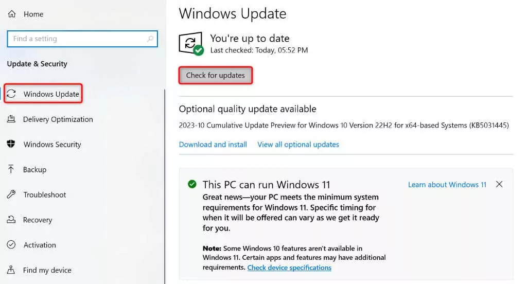 cách sửa lỗi hệ thống amdrsservexe trên windows-1110-5 được nén - Help Desk Geek Kiểm tra các bản cập nhật trong Windows 10