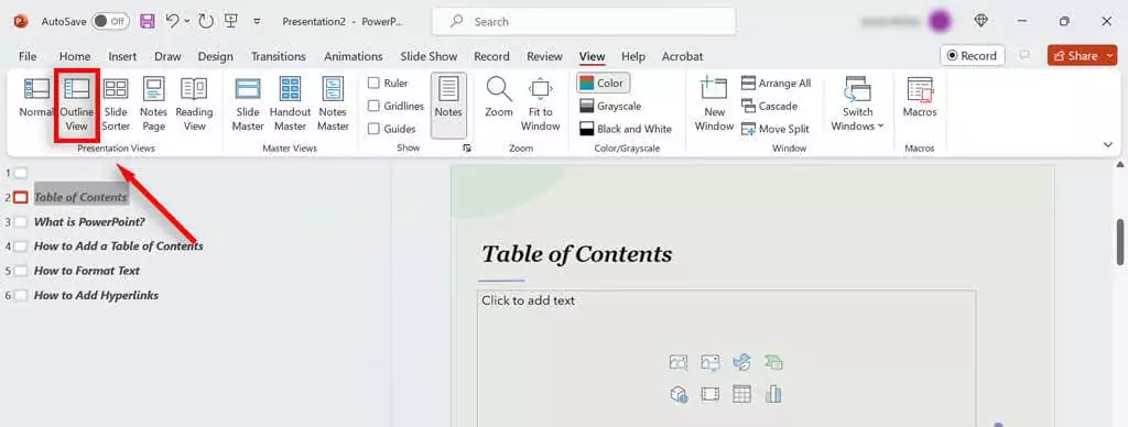 cách tạo bảng nội dung trong powerpoint-3 được nén - Help Desk Geek Cách tạo mục lục trong PowerPoint hình 3