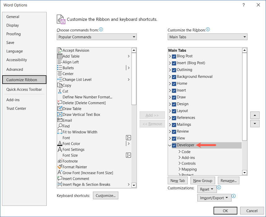 cách thêm và hiển thị tab-in-microsoft-word-1-nén của nhà phát triển - Help Desk Geek Cách thêm và hiển thị tab nhà phát triển trong Microsoft Word hình 1