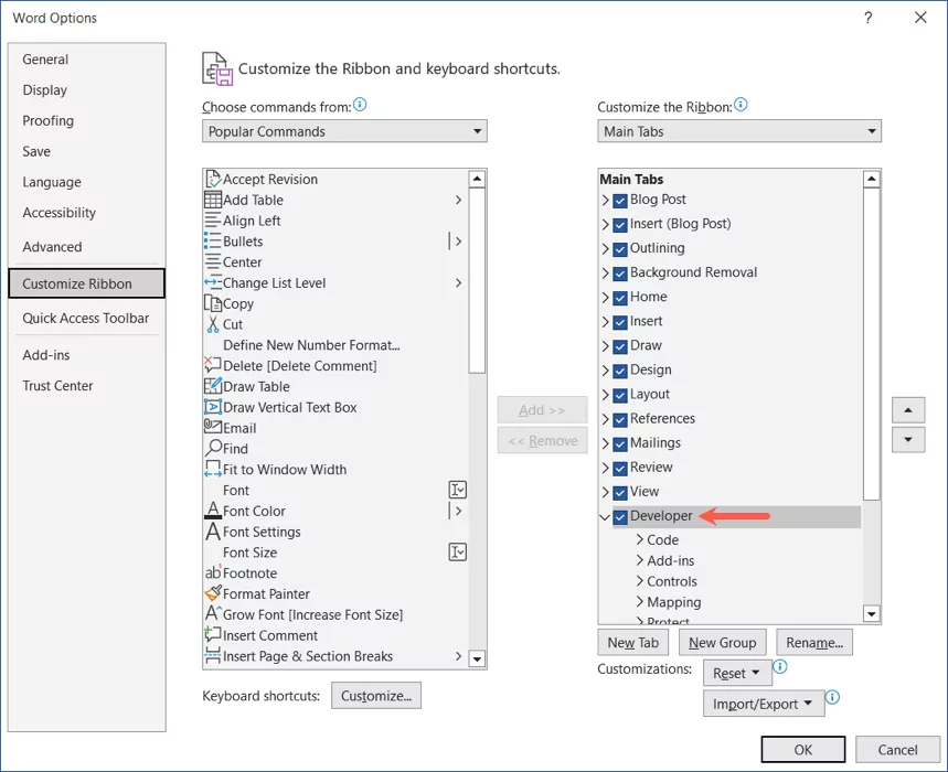 cách thêm và hiển thị tab-in-microsoft-word-1-nén của nhà phát triển - Help Desk Geek Cách thêm và hiển thị tab nhà phát triển trong Microsoft Word hình 1