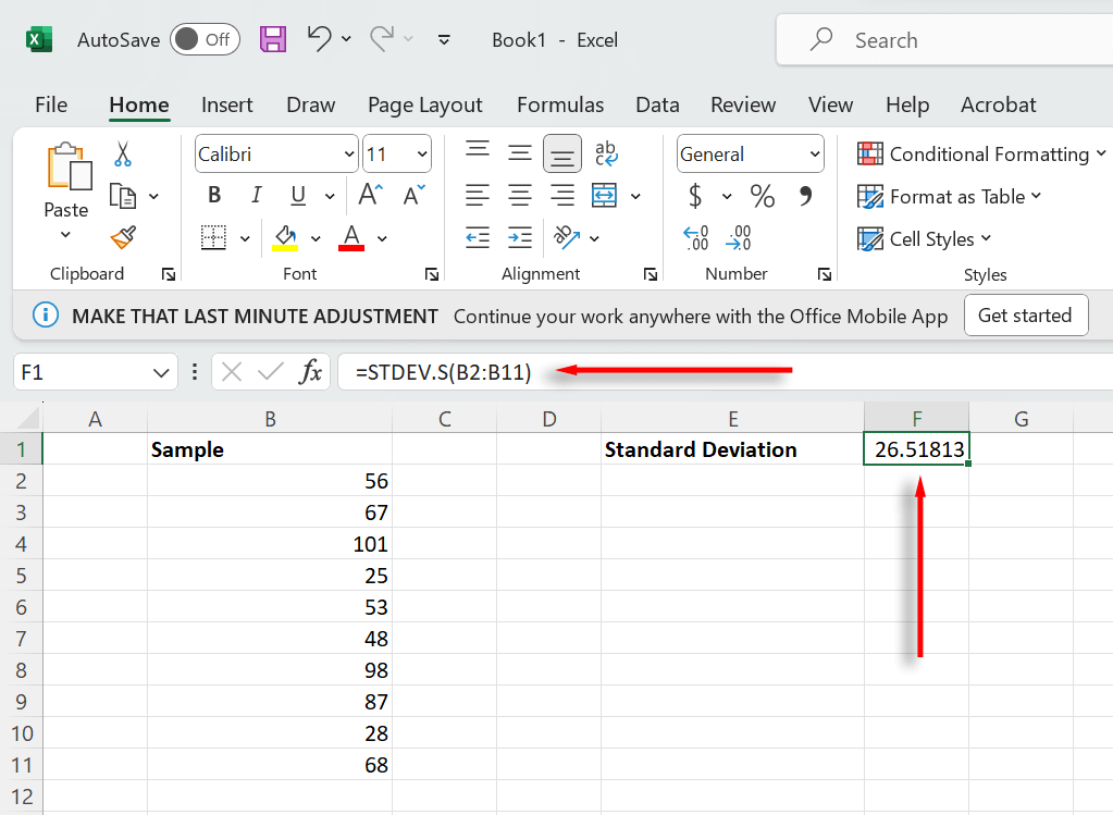 cách tính-chuẩn-lỗi-trong-microsoft-excel-2-nén - Help Desk Geek Sử dụng hàm STDEV.S để tìm độ lệch chuẩn của mẫu của bạn