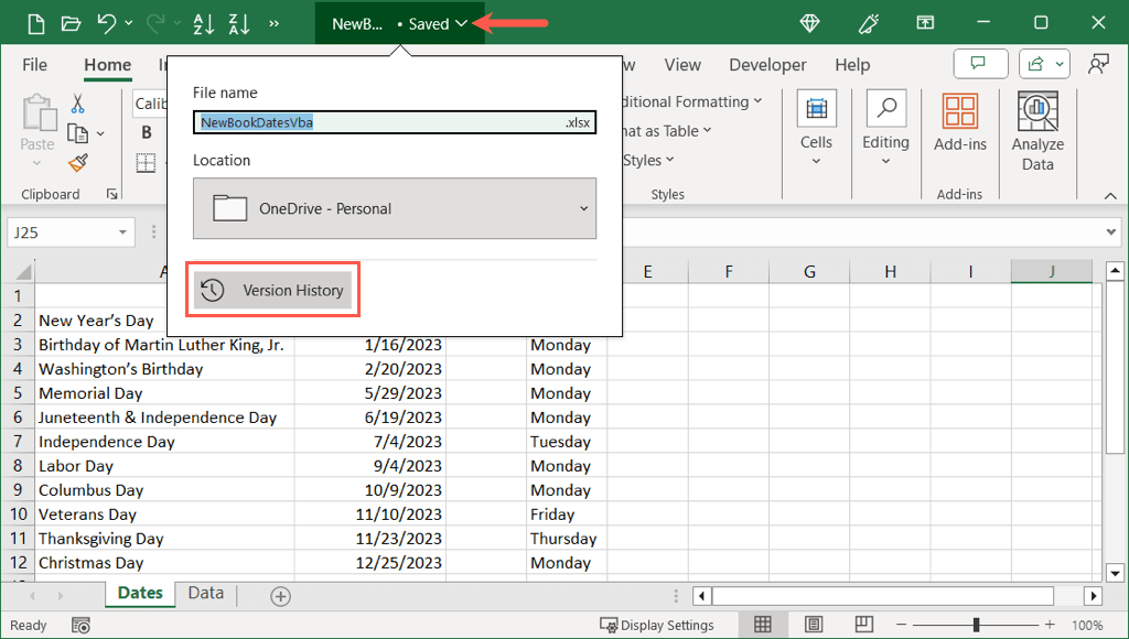 cách xem-excel-files-version-history-and-restore-previous-versions-1-nén - Help Desk Geek Cách xem lịch sử phiên bản tệp Excel (và khôi phục các phiên bản trước) hình 2