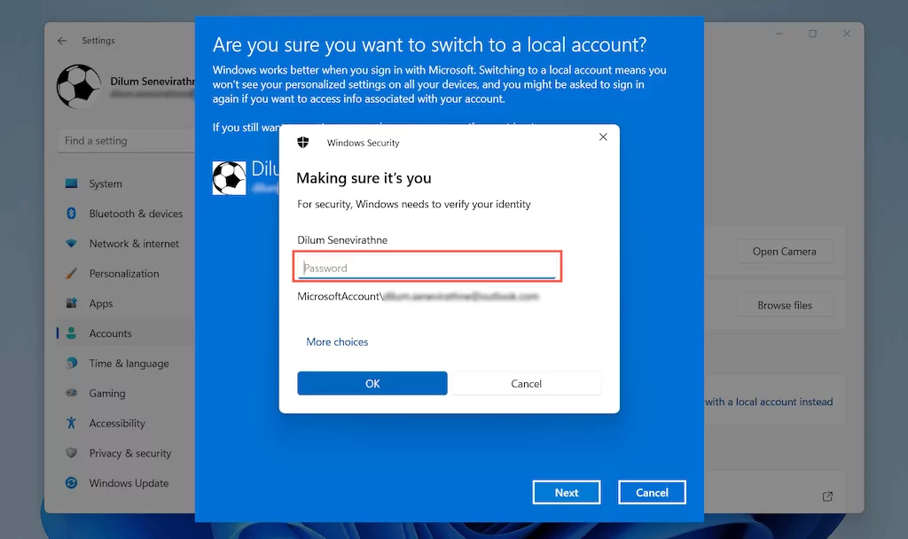 05-Enter-Mật khẩu - Bộ phận trợ giúp Geek Cách xóa tài khoản Microsoft khỏi Windows 11 hình 6